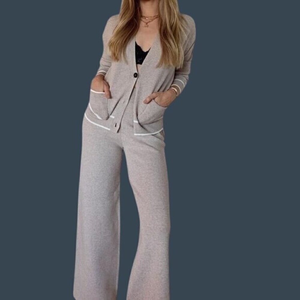 Soia & Kyo High-Waist Wide-Leg Lounge Pants Size Med Dusty Pink Pull-up